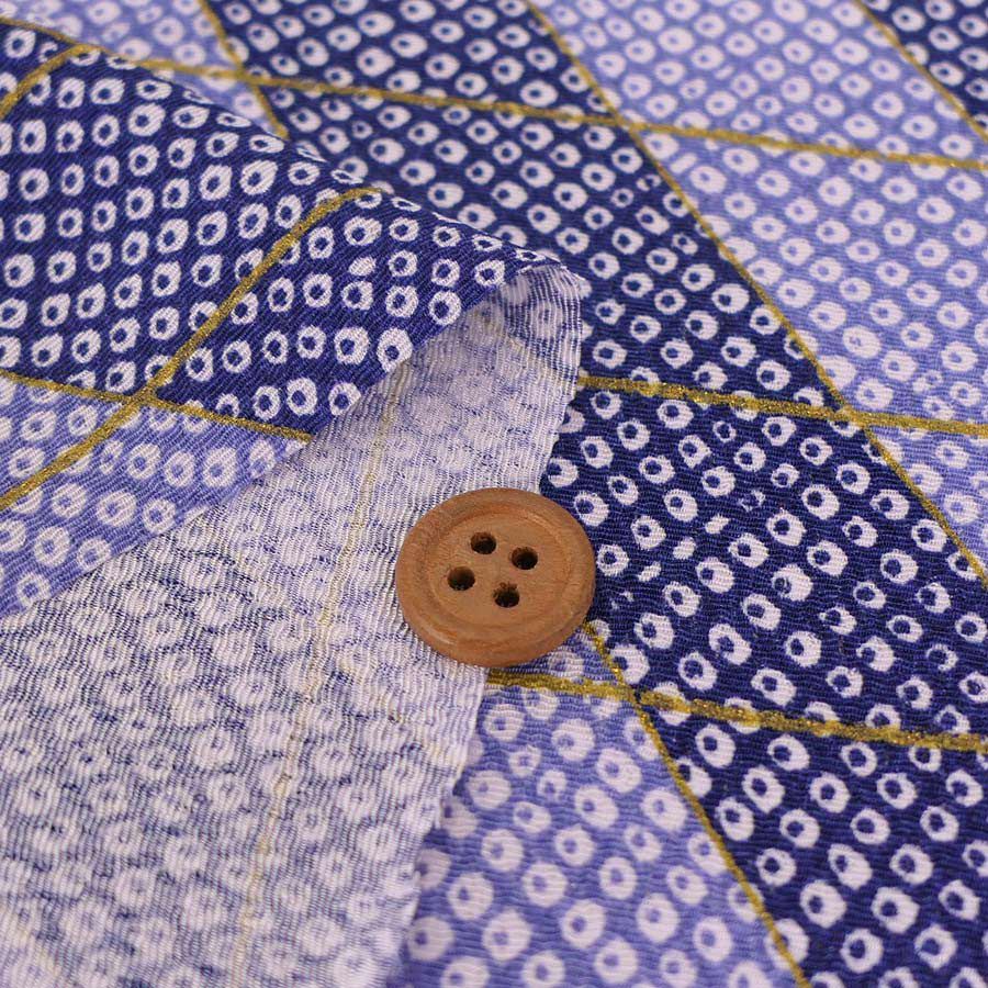 ちりめん生地 二色しぼり(青紫) 10cm単位 切り売り 鹿の子絞り柄 かのこ模様 かの子柄 ブルー 縮緬細工用 手芸向き