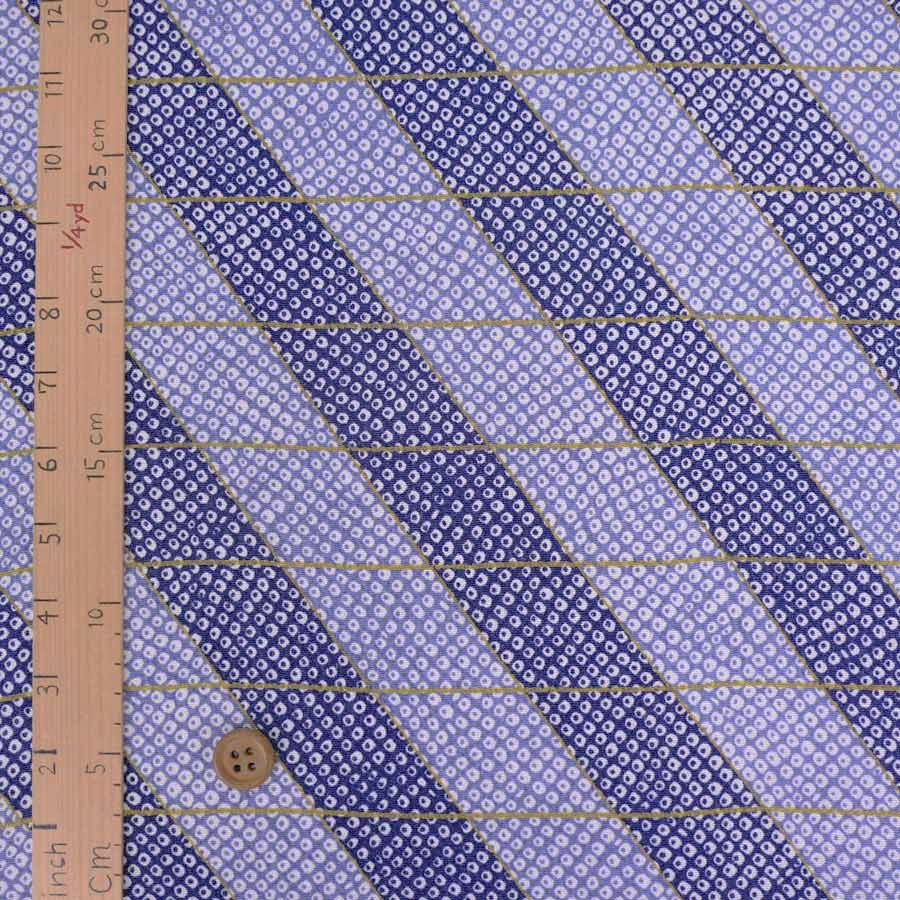 ちりめん生地 二色しぼり(青紫) 10cm単位 切り売り 鹿の子絞り柄 かのこ模様 かの子柄 ブルー 縮緬細工用 手芸向き