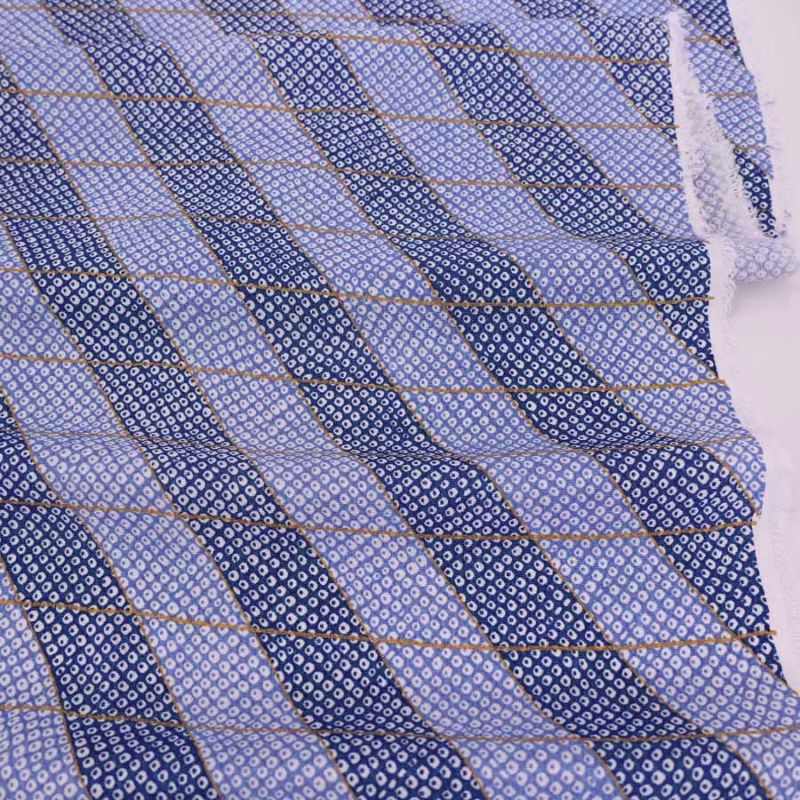 ちりめん生地 二色しぼり(青紫) 10cm単位 切り売り 鹿の子絞り柄 かのこ模様 かの子柄 ブルー 縮緬細工用 手芸向き
