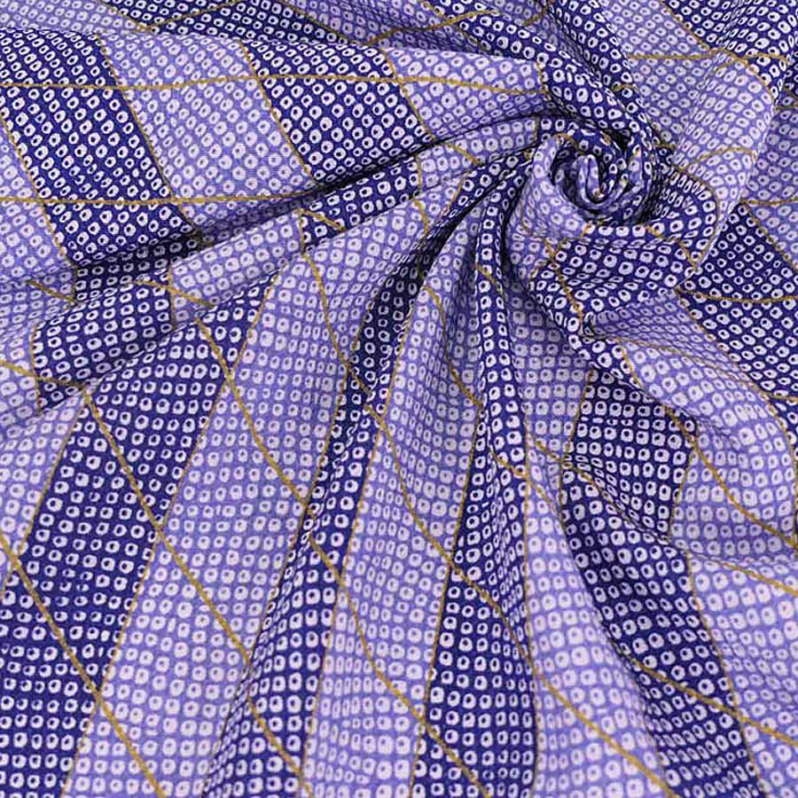 ちりめん生地 二色しぼり(青紫) 10cm単位 切り売り 鹿の子絞り柄 かのこ模様 かの子柄 ブルー 縮緬細工用 手芸向き