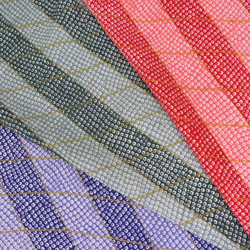 ちりめん生地 二色しぼり(青紫) 10cm単位 切り売り 鹿の子絞り柄 かのこ模様 かの子柄 ブルー 縮緬細工用 手芸向き