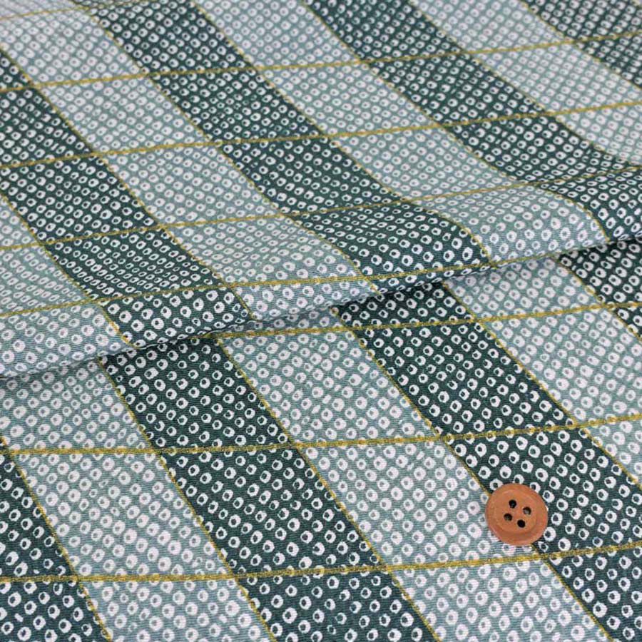 ちりめん生地 二色しぼり(灰緑/青磁) 10cm単位 切り売り 鹿の子絞り柄 かのこ柄 かの子模様 鬼ちりめんグリーン 手芸用