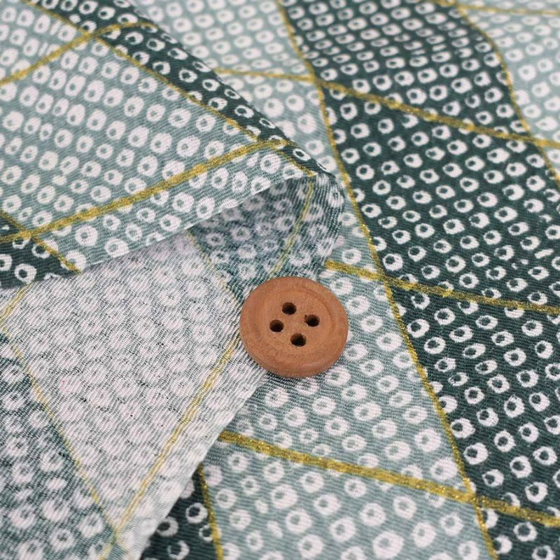 ちりめん生地 二色しぼり(灰緑/青磁) 10cm単位 切り売り 鹿の子絞り柄 かのこ柄 かの子模様 鬼ちりめんグリーン 手芸用