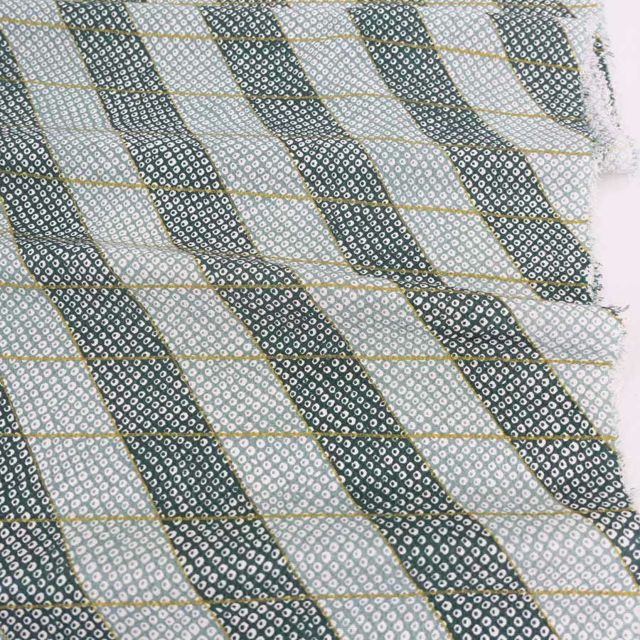 ちりめん生地 二色しぼり(灰緑/青磁) 10cm単位 切り売り 鹿の子絞り柄 かのこ柄 かの子模様 鬼ちりめんグリーン 手芸用