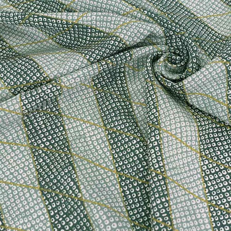 ちりめん生地 二色しぼり(灰緑/青磁) 10cm単位 切り売り 鹿の子絞り柄 かのこ柄 かの子模様 鬼ちりめんグリーン 手芸用