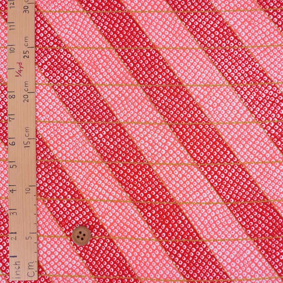 ちりめん生地 二色しぼり(赤) 10cm単位 切り売り 鹿の子絞り柄 かのこ柄 かの子模様 おにちりめん 手芸用チリメン