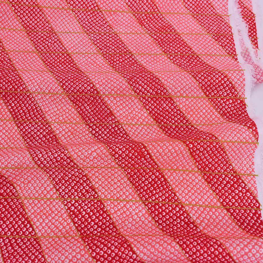 ちりめん生地 二色しぼり(赤) 10cm単位 切り売り 鹿の子絞り柄 かのこ柄 かの子模様 おにちりめん 手芸用チリメン