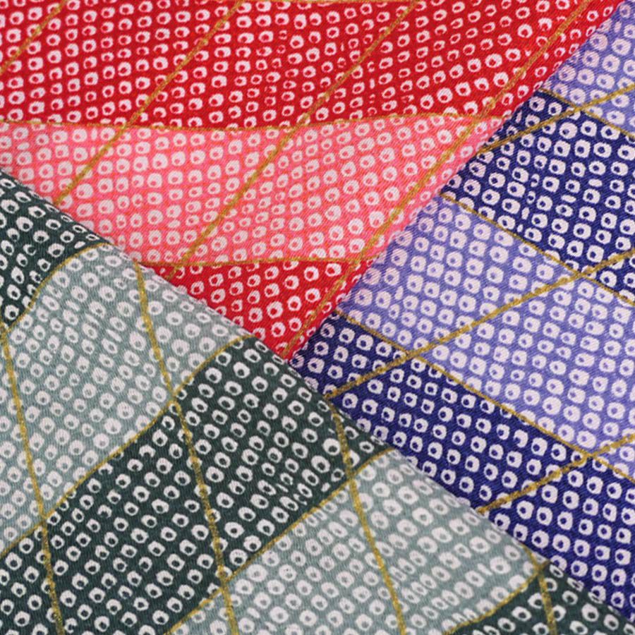 ちりめん生地 二色しぼり(赤) 10cm単位 切り売り 鹿の子絞り柄 かのこ柄 かの子模様 おにちりめん 手芸用チリメン