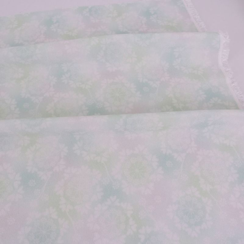 つゆつき・一越ちりめん オルレアレースぼかし(碧空/へきくう) 10cm単位 切り売り ひとこしちりめんでつまみ細工 縮緬暈し柄 チリメンボカシ緑色