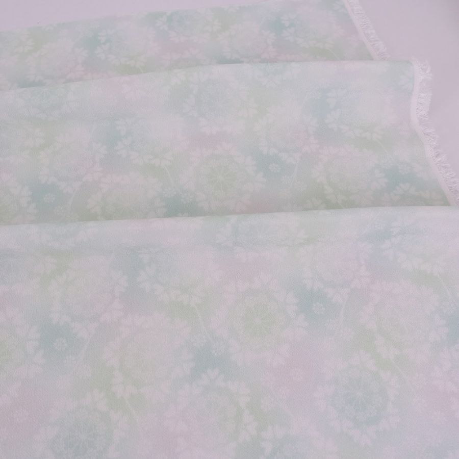 つゆつき・一越ちりめん オルレアレースぼかし(碧空/へきくう) 10cm単位 切り売り ひとこしちりめんでつまみ細工 縮緬暈し柄 チリメンボカシ緑色