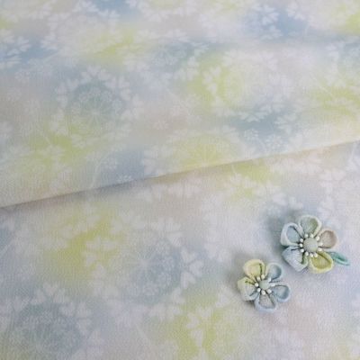 つゆつき・一越ちりめん オルレアレースぼかし(おぼろ月夜) 10cm単位 切り売り つまみ細工ひとこしちりめん 縮緬ぼかし柄 チリメンボカシ黄色