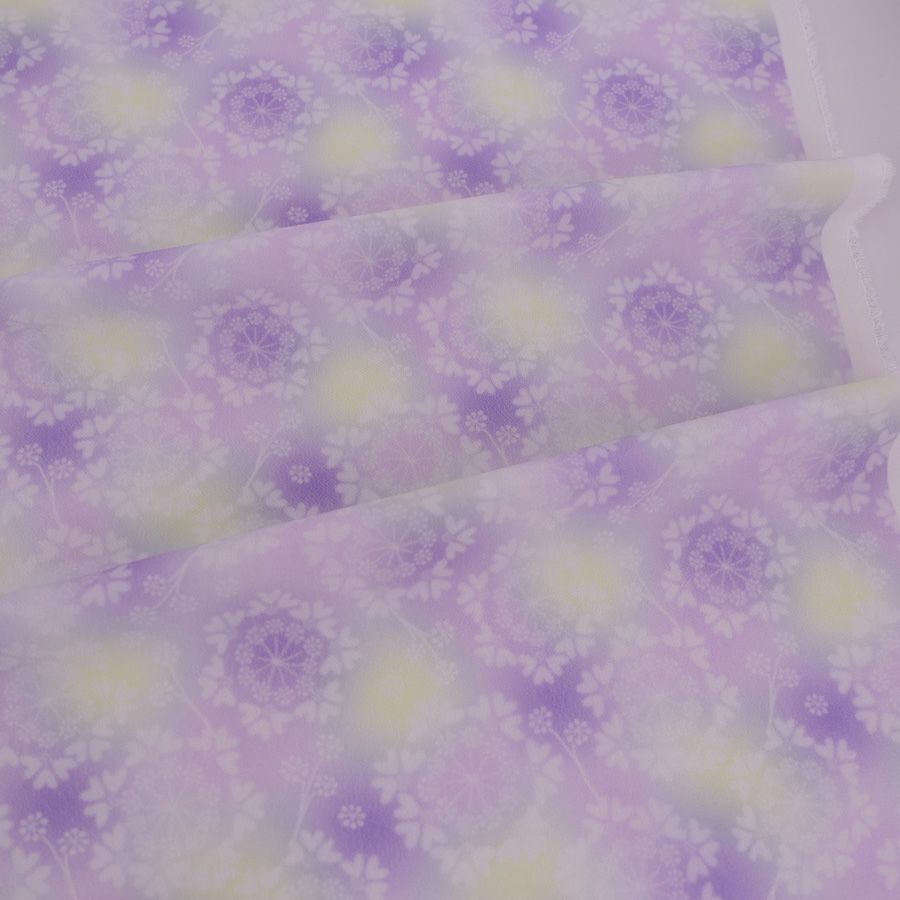 つゆつき・一越ちりめん オルレアレースぼかし(紫霄/ししょう) 10cm単位 切り売り ボカシひとこしちりめん 縮緬暈しグラデーションパープルボカシ