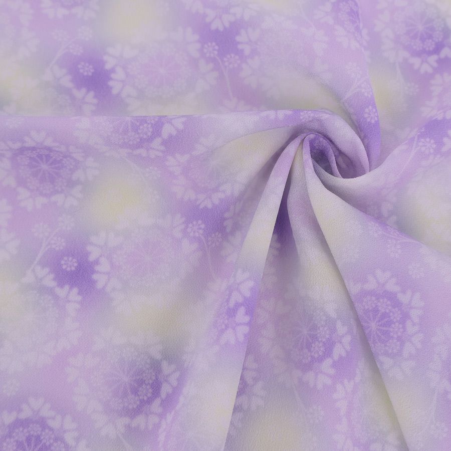 つゆつき・一越ちりめん オルレアレースぼかし(紫霄/ししょう) 10cm単位 切り売り ボカシひとこしちりめん 縮緬暈しグラデーションパープルボカシ