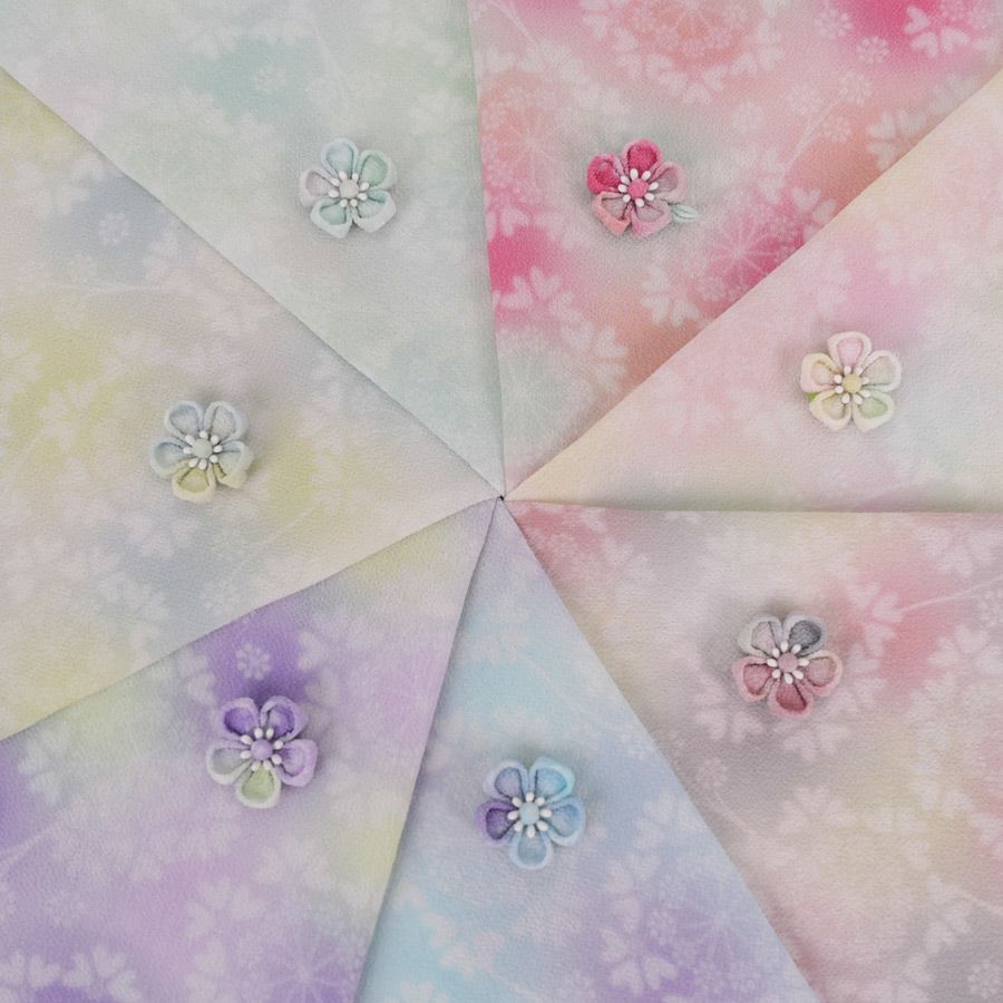 一越ちりめん生地 つゆつき・オルレアレースぼかし7色セット 約32×25cm つまみ細工用ぼかし柄ひとこしちりめん ハギレセット 端切れ布