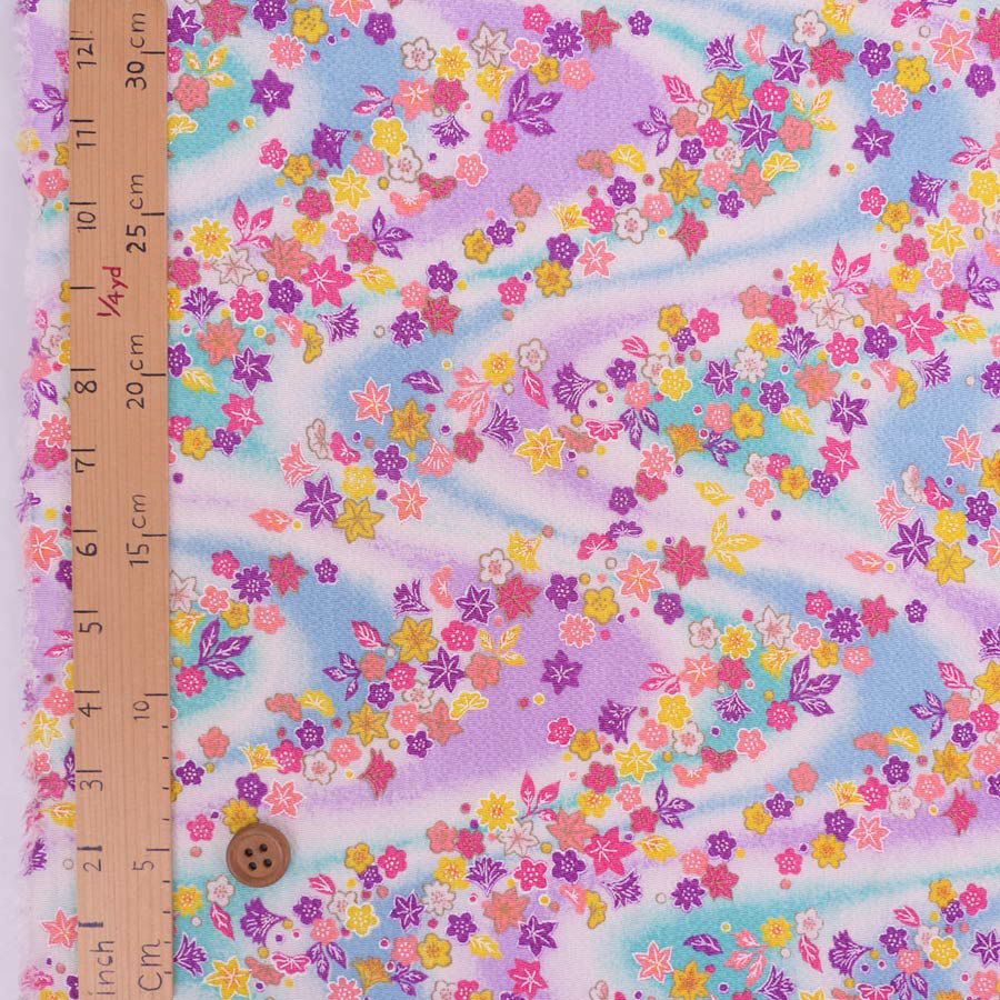 ちりめん生地 吹寄せパステル調(グリーン/薄紫) 10cm単位 切り売り 縮緬細工布地 レーヨンチリメン 吹き寄せ柄 可愛い伝統模様