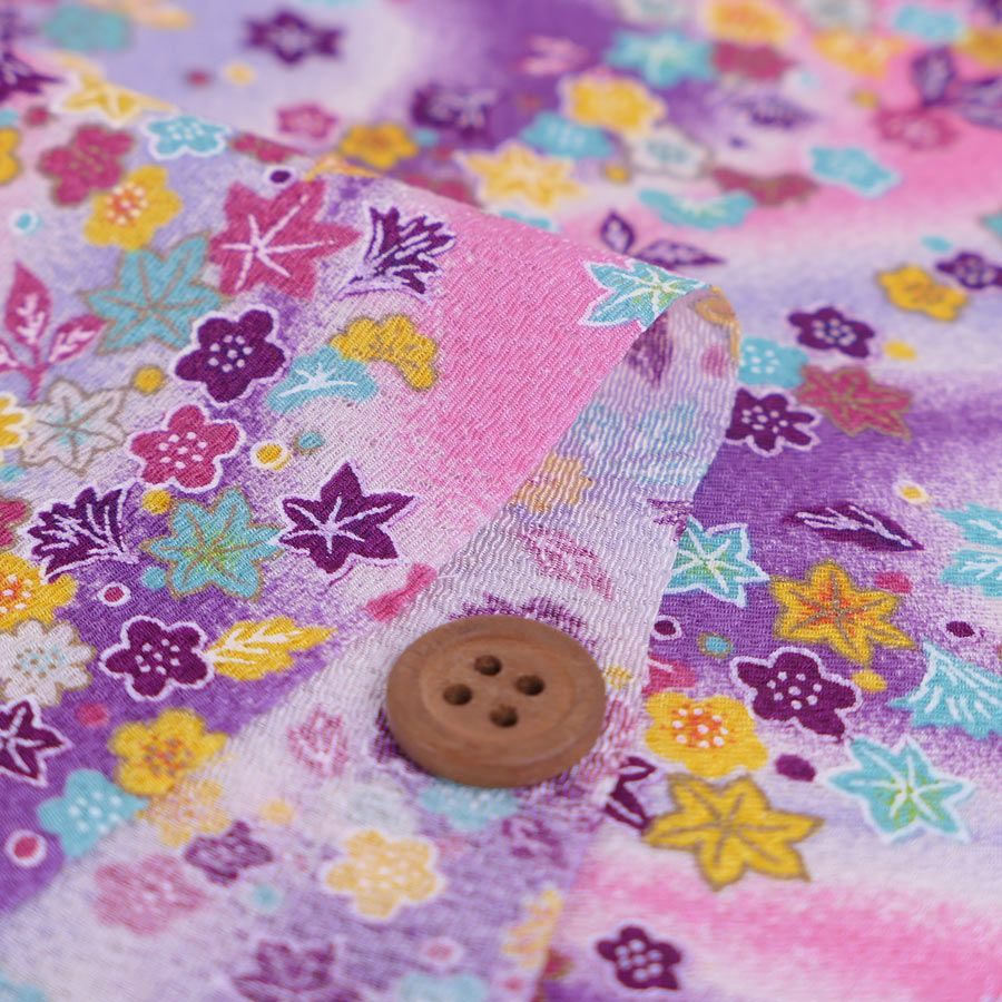 ちりめん生地 吹寄せパステル調(ピンク/紫) 10cm単位 切り売り 縮緬布地 レーヨンチリメン パステルカラー かわいいふきよせ柄