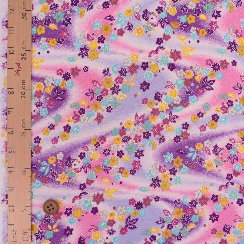 ちりめん生地 吹寄せパステル調(ピンク/紫) 10cm単位 切り売り 縮緬布地 レーヨンチリメン パステルカラー かわいいふきよせ柄