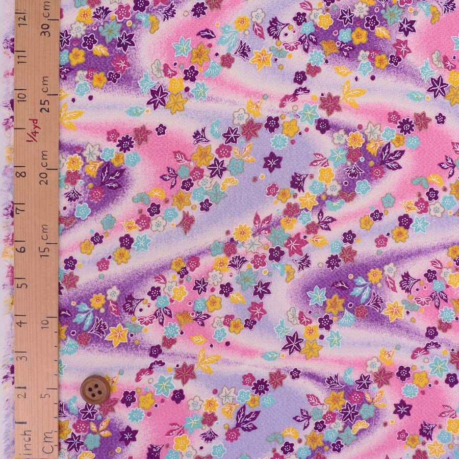 ちりめん生地 吹寄せパステル調(ピンク/紫) 10cm単位 切り売り 縮緬布地 レーヨンチリメン パステルカラー かわいいふきよせ柄