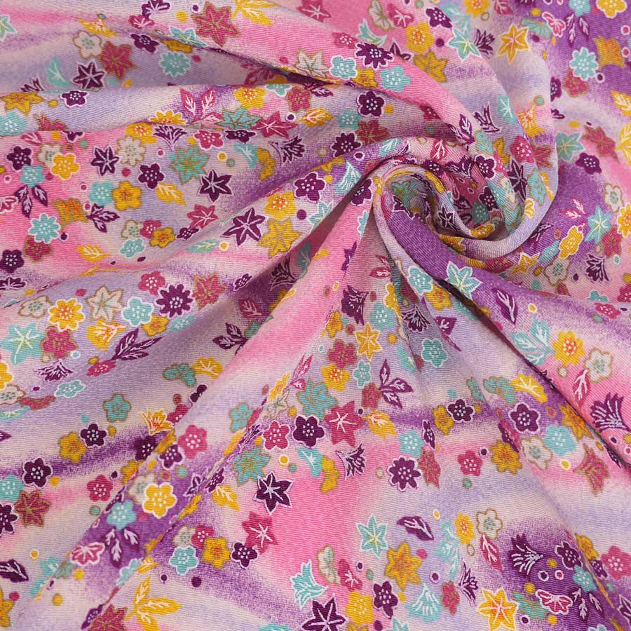 ちりめん生地 吹寄せパステル調(ピンク/紫) 10cm単位 切り売り 縮緬布地 レーヨンチリメン パステルカラー かわいいふきよせ柄