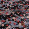 ちりめん生地 露芝に小菊(黒) 10cm単位 切り売り ちりめん手芸生地 レーヨンチリメン 手芸用 ブラックグレー 花柄