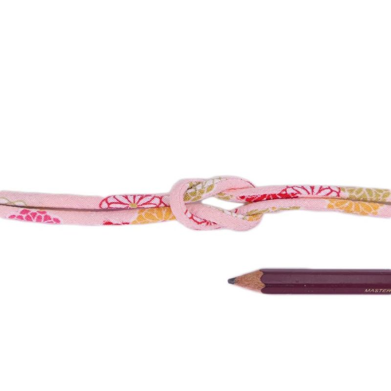 ちりめん丸ひも・柄・3ミリ(実寸約3-4ミリ) 菊姫・ピンク