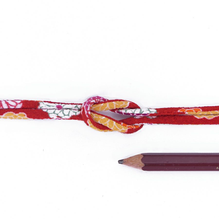 ちりめん丸ひも・柄・2ミリ(実寸約3ミリ) 菊姫・赤