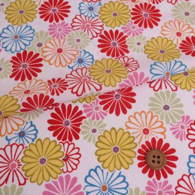 ポリちりめん生地 菊花のいろどり(白) 10cm単位 切り売り