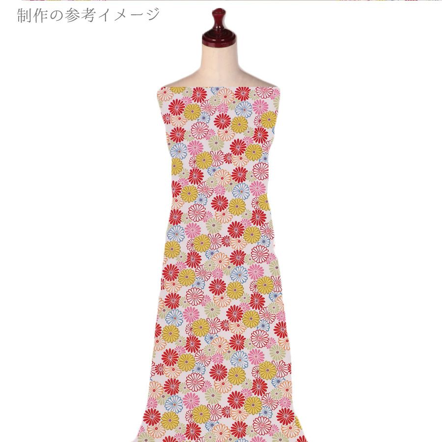 ポリちりめん生地 菊花のいろどり(白)