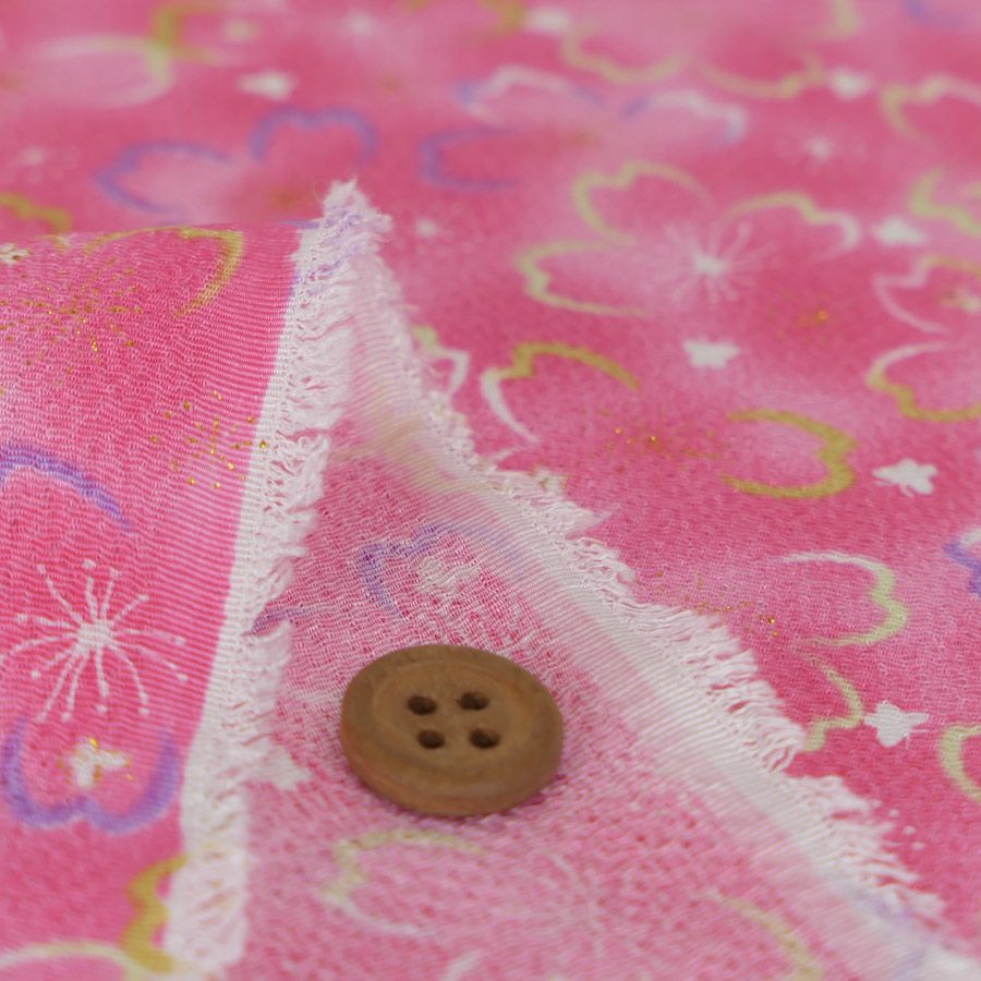 ちりめん生地 桜夜(ピンク) 10cm単位 切り売り 桜柄縮緬 レーヨンチリメン布地 手芸用クラフト用 和風柄可愛い