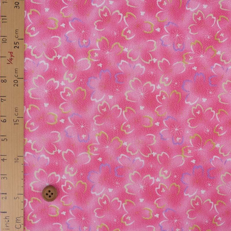 ちりめん生地 桜夜(ピンク) 10cm単位 切り売り 桜柄縮緬 レーヨンチリメン布地 手芸用クラフト用 和風柄可愛い