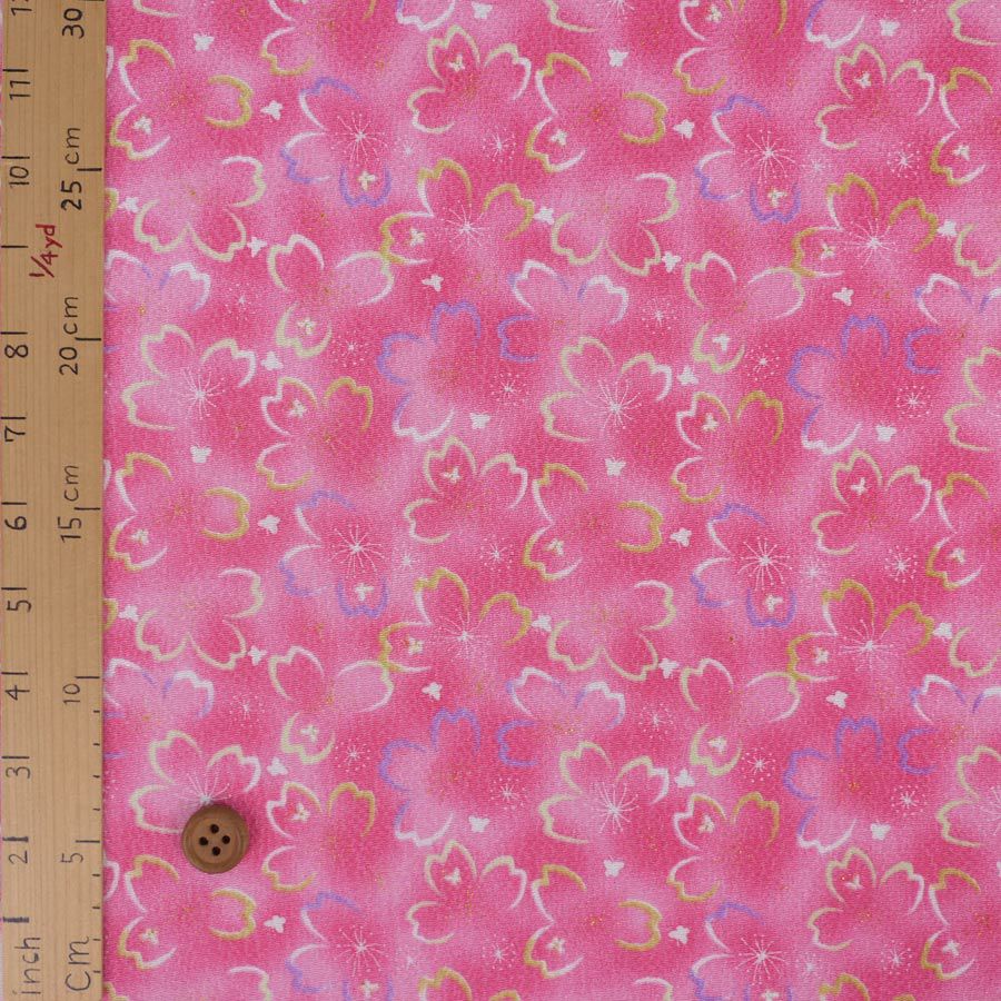 ちりめん生地 桜夜(ピンク) 10cm単位 切り売り 桜柄縮緬 レーヨンチリメン布地 手芸用クラフト用 和風柄可愛い