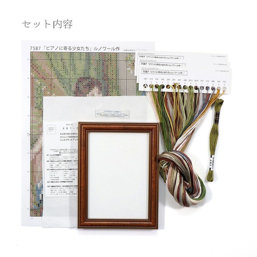 クロスステッチキット「ピアノに寄る少女たち」ルノワール作 ミニフレーム付き