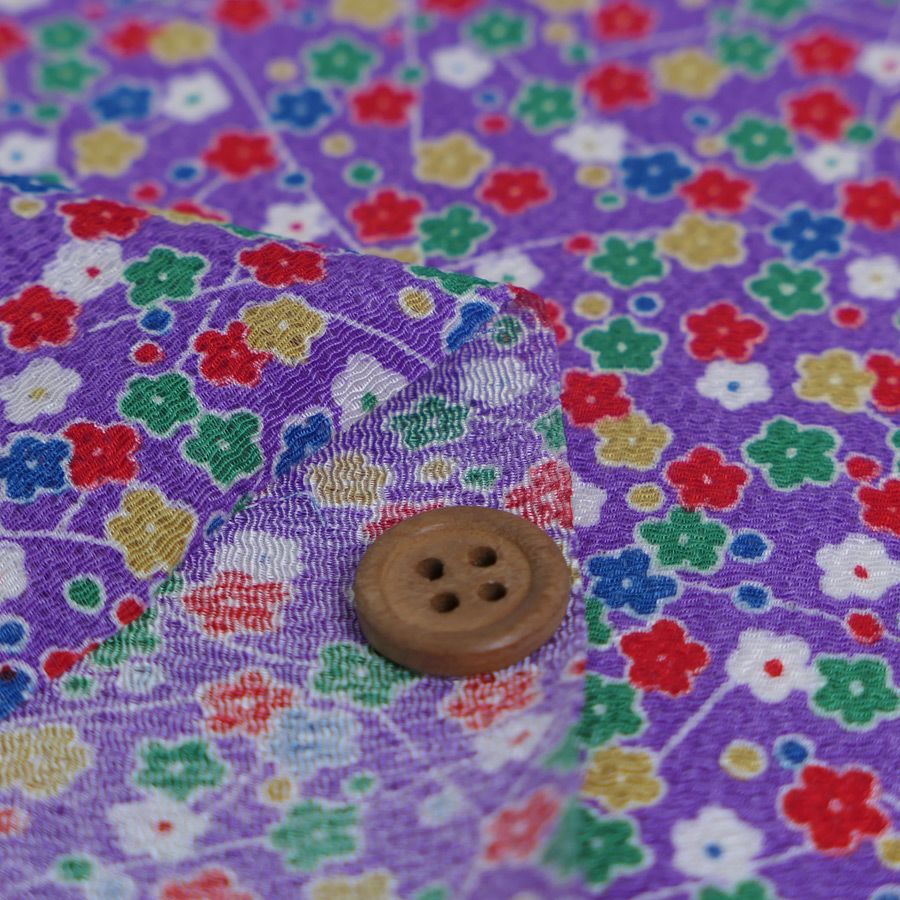 ちりめん生地 小花の宝箱(藤色) 10cm単位 切り売り