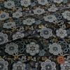 金襴生地(金らん) 六弁重ね花紋(黒/グレイグリーン) 10cm単位 切り売り