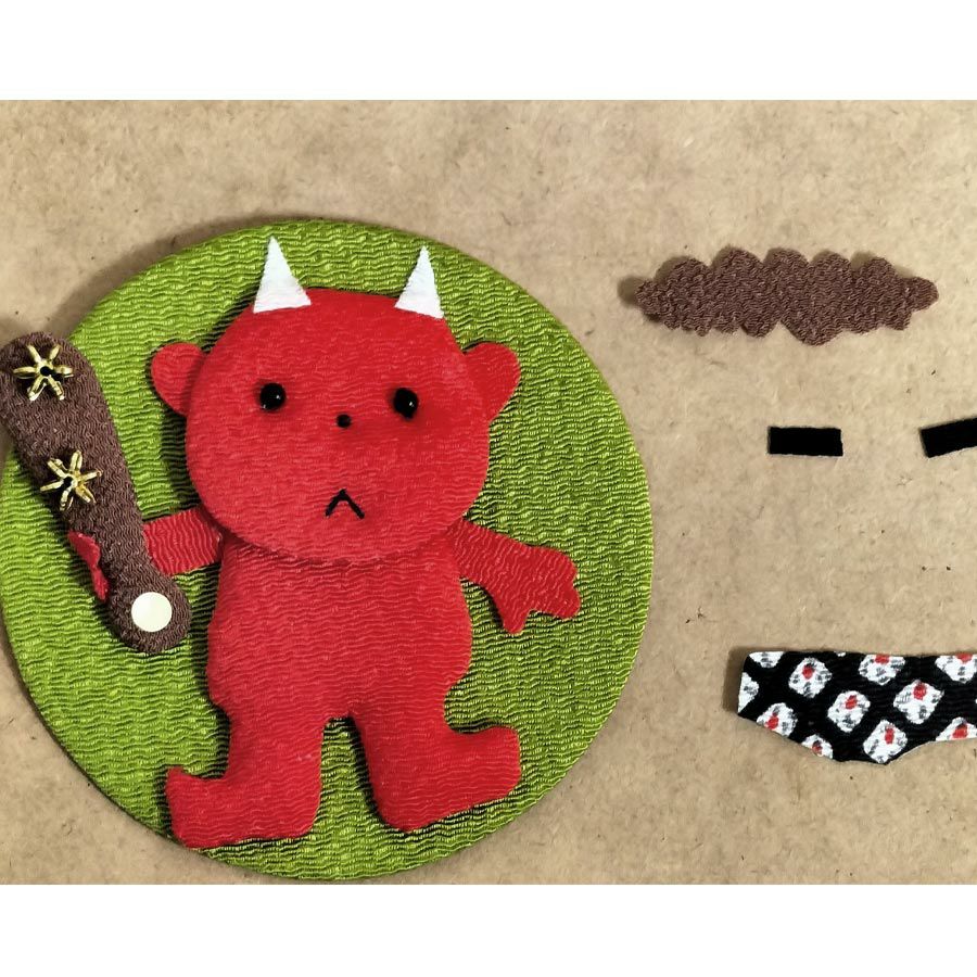 ちりめん手芸キット ぷくぷくリース 厄除け鬼 |生地 和柄/和布