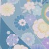 着物用洗える生地 のしめに花と丸紋散らし(ブルー系) 1反売り(約12m)