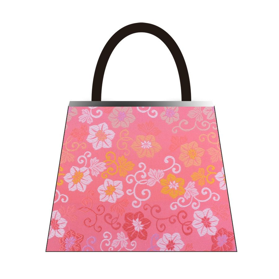 金襴生地(金らん) 花葵に唐草模様(ピンク) 10cm単位 切り売り |生地 和