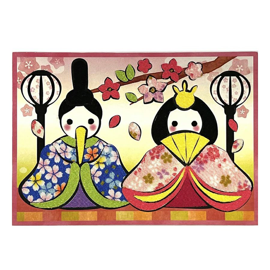 季節のかんたん貼り絵キット ひなまつり |生地 和柄/和布/ちりめん手芸 