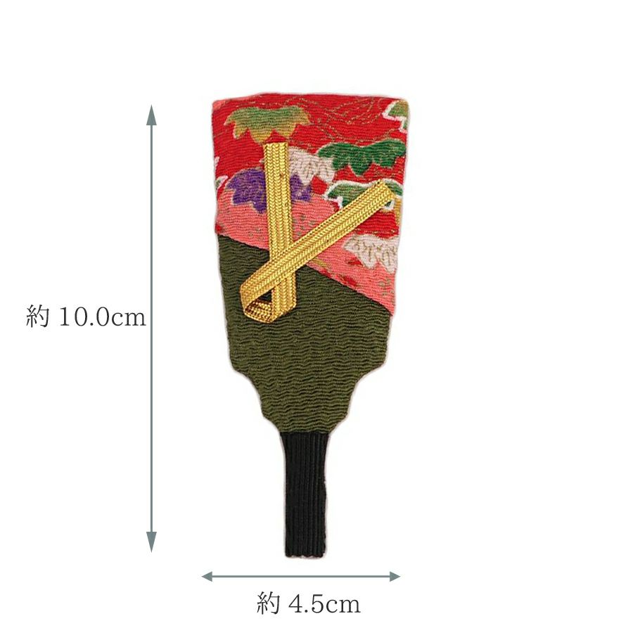 ちりめん細工パーツ（完成品）羽子板・赤 10cm(お買得品)