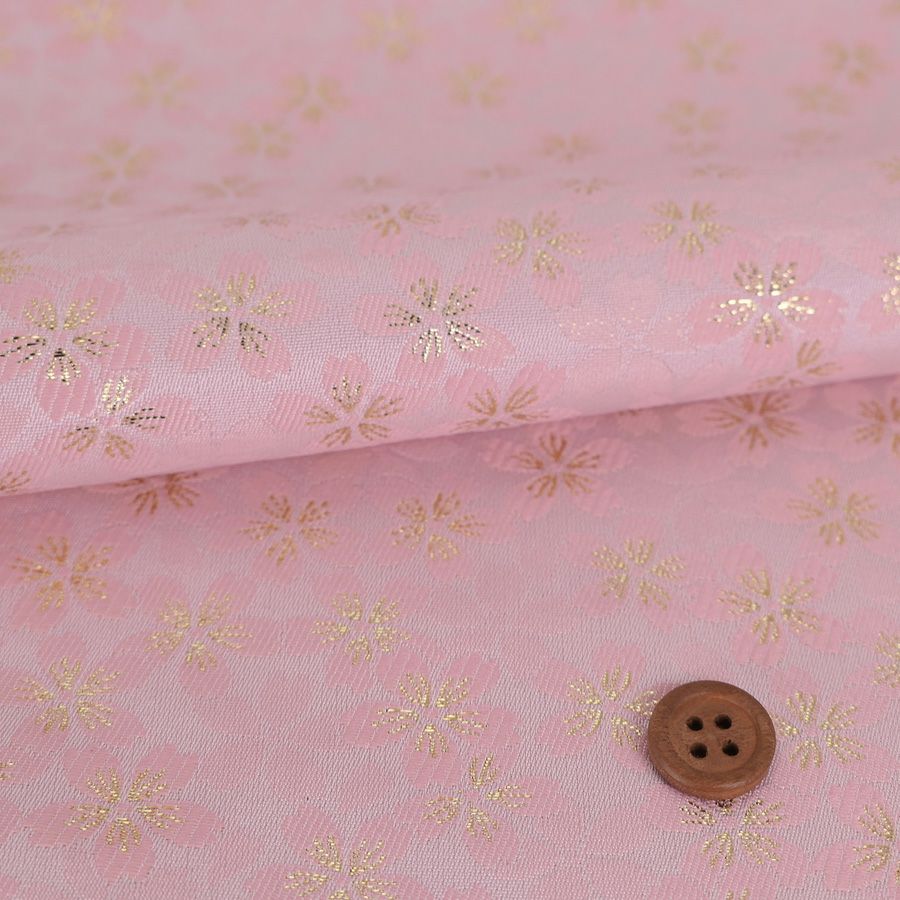 金襴生地(金らん) 楚々桜(さくら色) 10cm単位 切り売り |生地 和柄
