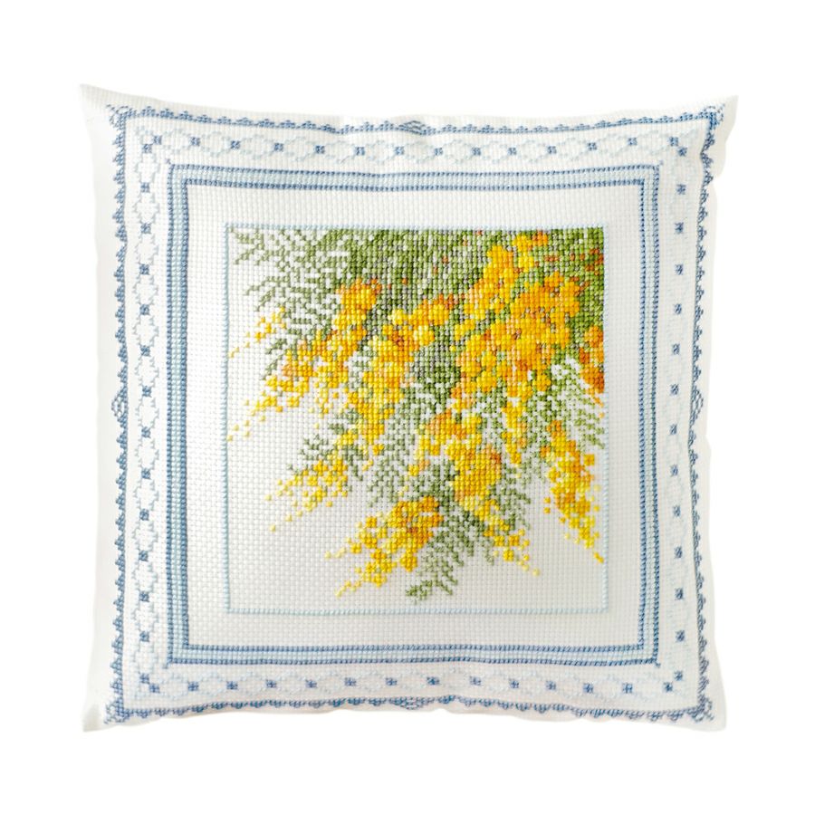 クロスステッチキット クッション 満開のミモザ・オノエメグミ ミモザコレクション