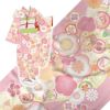 着物用洗える生地 梅花に手まりと糸巻き(ピンク) 1反売り(約12m)