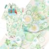 着物用洗える生地 梅花に手まりと糸巻き(淡緑) 1反売り(約12m)