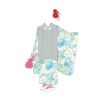 着物用洗える生地 梅花に手まりと糸巻き(水色) 1反売り(約12m)