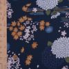 和柄コットン生地 花綴り(濃紺) 10cm単位 切り売り