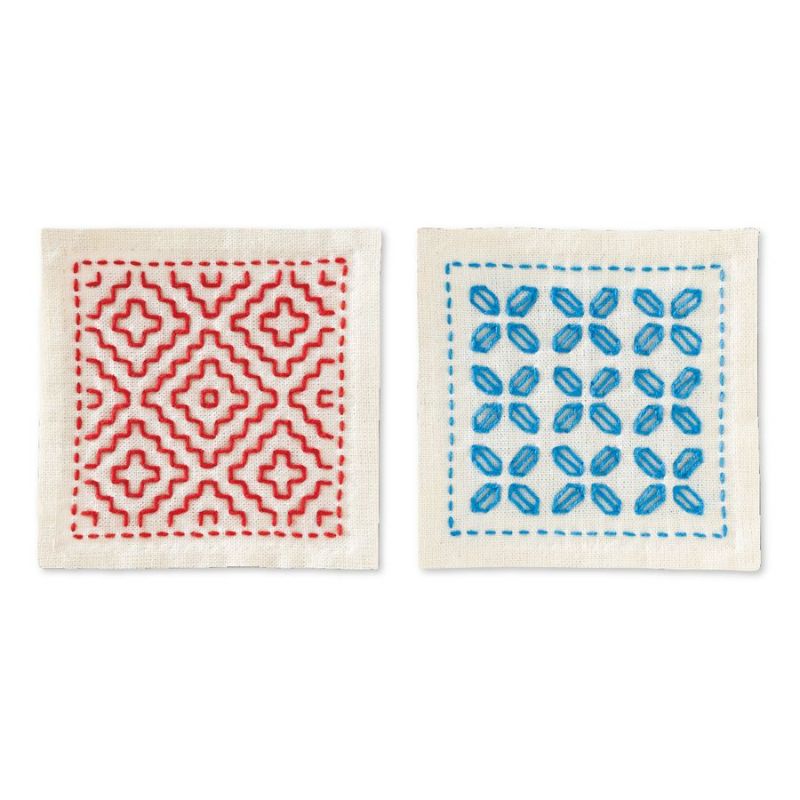 刺し子スターターキット 一目刺しのコースター 柿の花・花菱