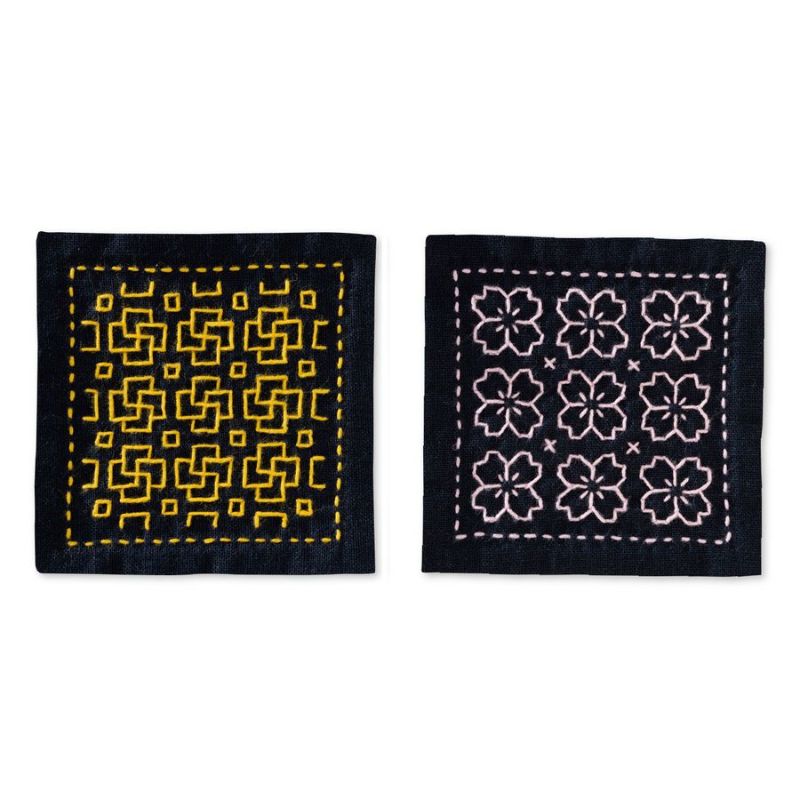 刺し子スターターキット 一目刺しのコースター 蕾・桜