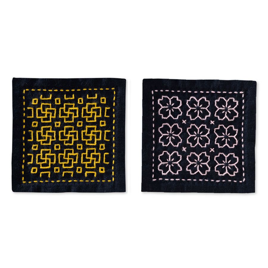 刺し子スターターキット 一目刺しのコースター 蕾・桜