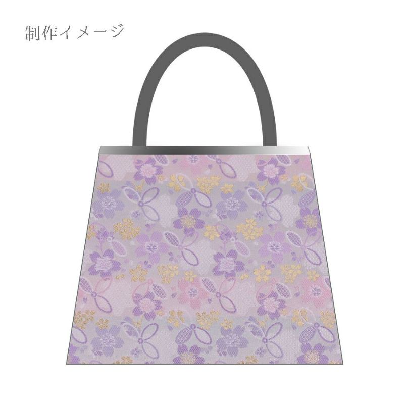 金襴生地(金らん) 桜と結び七宝(白/薄紫) 10cm単位 切り売り