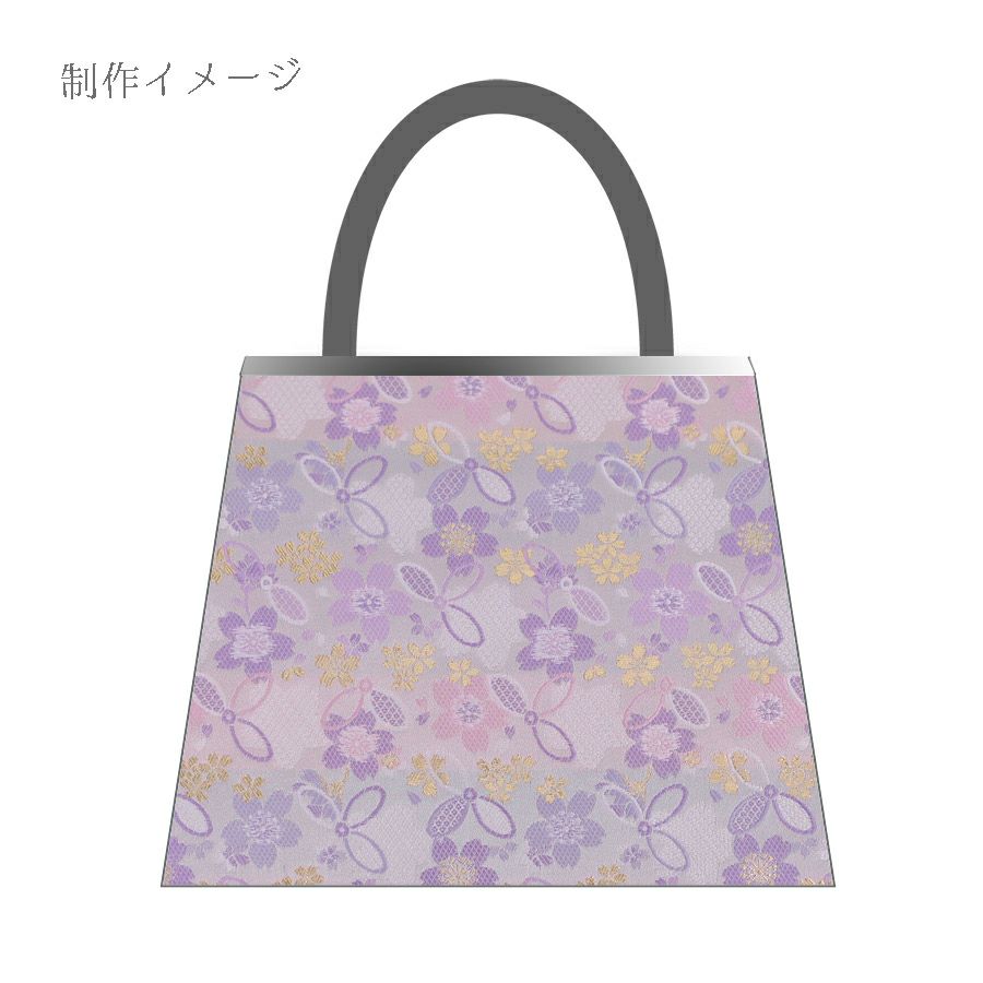 金襴生地(金らん) 桜と結び七宝(白/薄紫) 10cm単位 切り売り